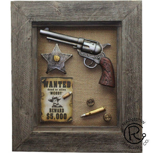 Wanted Wall Plaque with Pistol