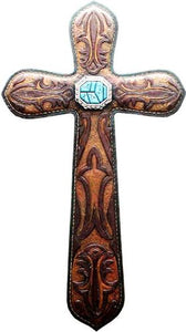 Boot Pattern Wall Cross with Turquoise Stone