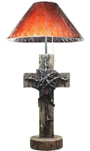Western Cross with Heart & Barbwire Table Lamp