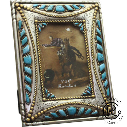Silver & Turquoise Western Photo Frame - 4