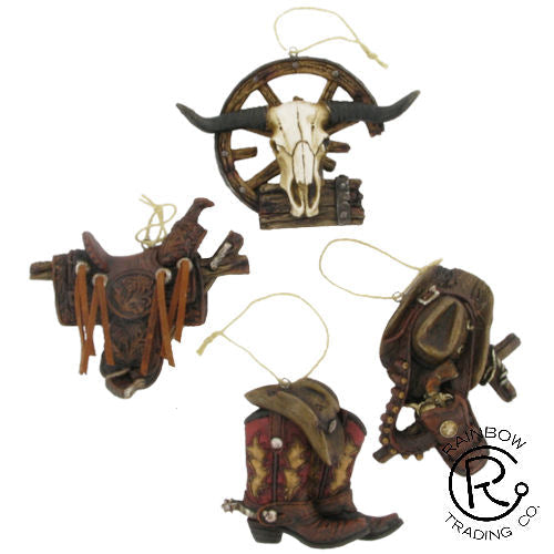 Western Assorted Ornaments - Set of 4