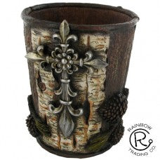 Cross with Pinecone Waste Basket