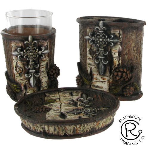 Cross with Pinecone 3-Piece Bath Set