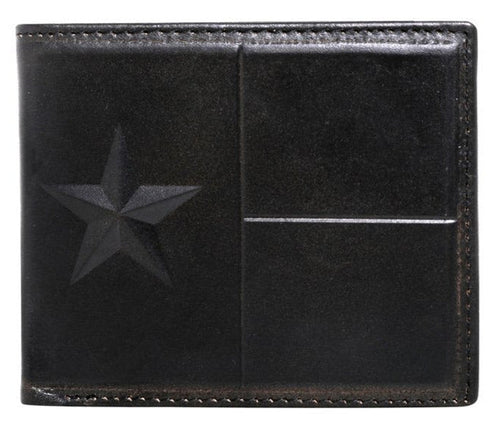 Genuine Leather Embossed Lonestar Men's Wallet Black