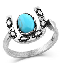 Load image into Gallery viewer, Luck Turquoise Horseshoe Ring