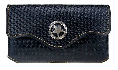 Texas Star Small Leather Belt Loop Holster Cell Phone Case - Black