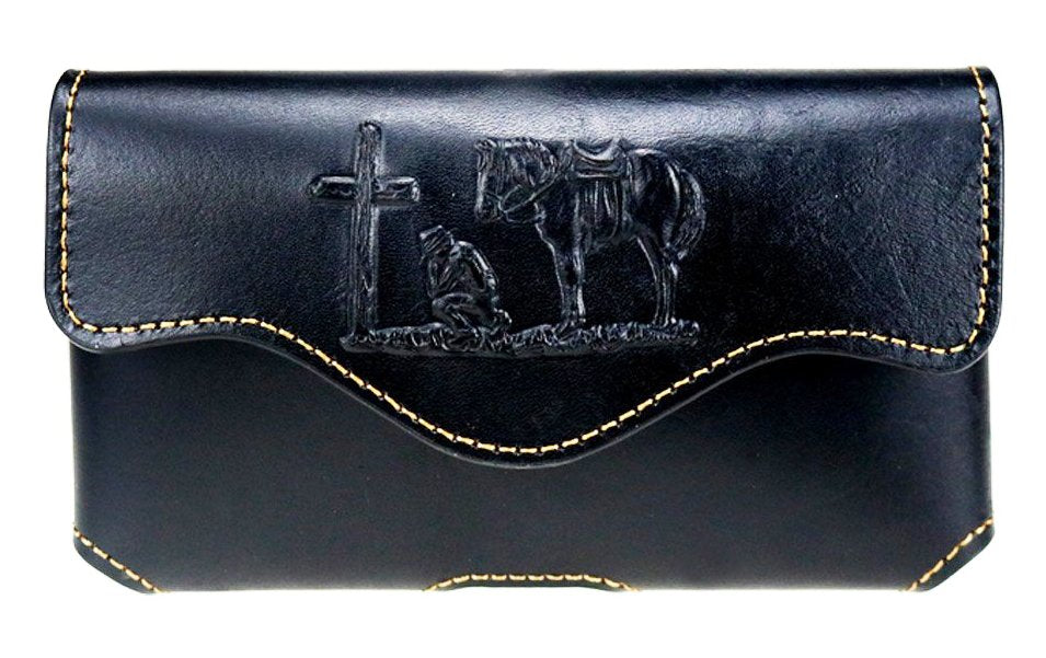 Praying Cowboy Genuine Leather Belt Loop Holster Cell Phone Case Black –  Wild West Living
