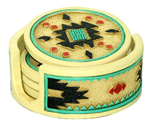 Western Aztec Pattern Resin Coaster Set