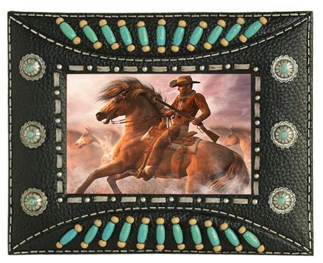 Western Indian Beaded Resin Photo Frame - Black