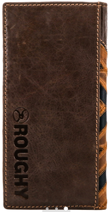 "Kamali" Patchwork Rodeo Wallet with Brown Leather Overlay and Roughy 2.0 Debossed red and Black Logo