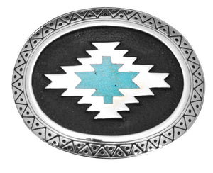 Aztec with Turquoise Inlay Belt Buckle