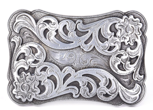 Rectangular Scrolled Belt Buckle - Choose From Silver or Bronze