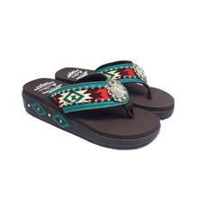 Load image into Gallery viewer, Aztec Embroidered Wedge Flip-Flop