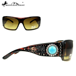 Western Scroll Leopard Sunglasses with Turquoise Stone