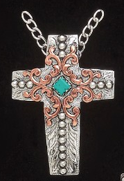Western Silver & Copper Necklace with Turquoise Stone