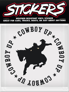 Cowboy Up Sticker - 5-1/2"" x 5-1/2"