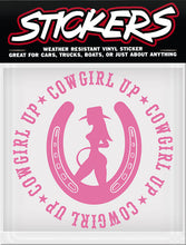 Load image into Gallery viewer, Cowgirl Up - Horse Shoe Sticker (5-1/2&quot;&quot; x 5-1/2&quot;)