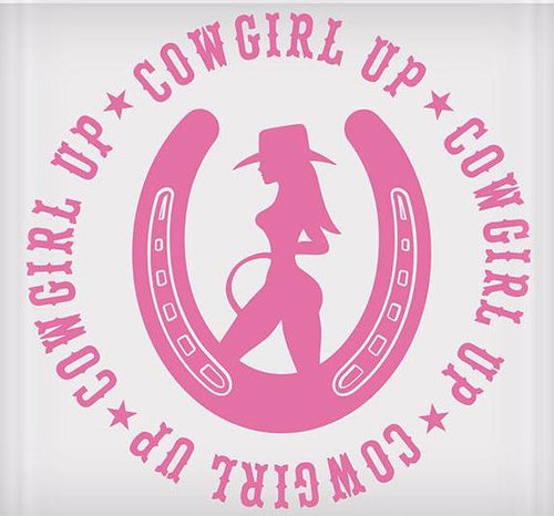 Cowgirl Up - Horse Shoe Sticker (5-1/2