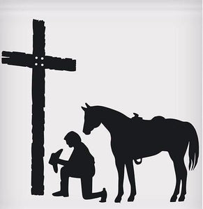 Praying Cowboy Sticker (5-1/2""x5")