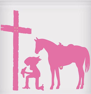 Praying Cowgirl Sticker - 5" x 5"