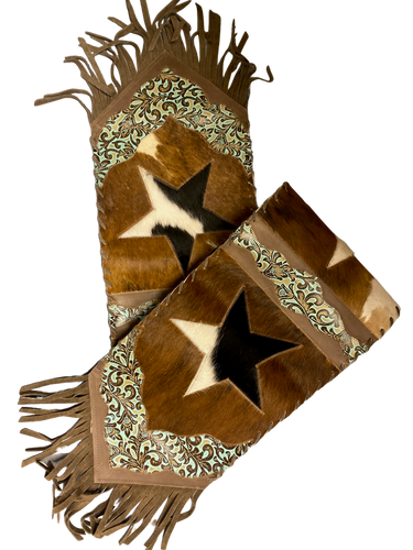 Western Star Leather & Cowhide Table Runner - 76