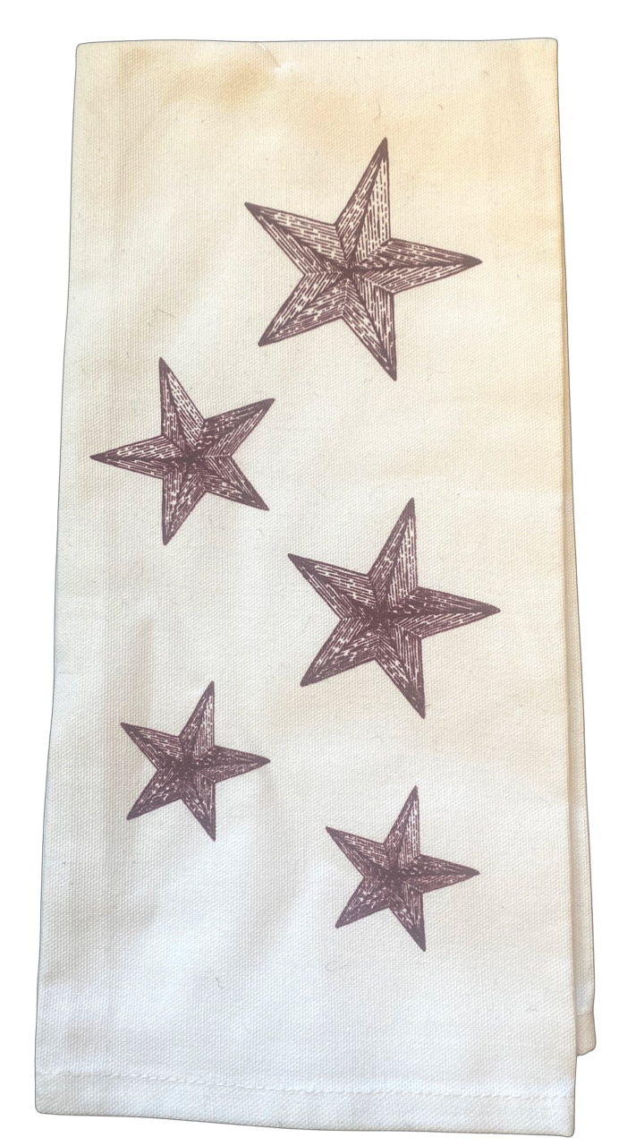 Burgundy Stars Tea Towel