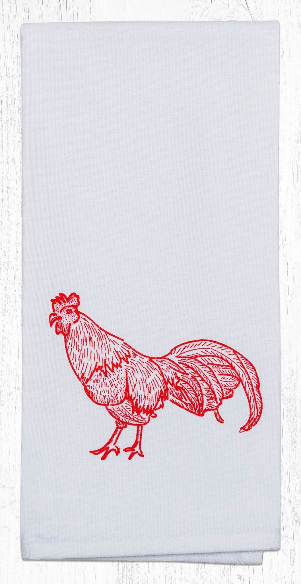 Red Rooster Tea Towel