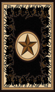 Lone Star Riders Black Rug Collection - 4 Sizes to Choose From!