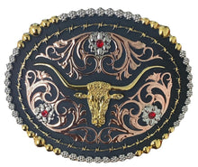 Load image into Gallery viewer, &quot;Longhorn&quot; Western Tri-Color Belt Buckle