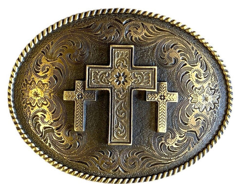 Triple Cross Belt Buckle with Copper Finish