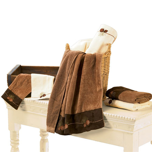 Pine Cone 3-Piece Bath Towel Set - Mocha