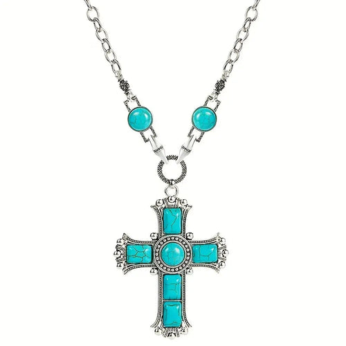 Inlaid Turquoise Cross Necklace