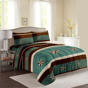 Turquoise Star 3-Piece Sherpa Bedding Set - Full/Queen