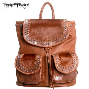 Western Leather & Cowhair Backpack - Brown