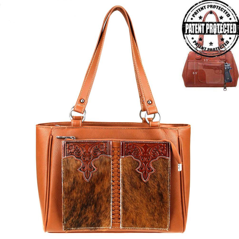Western Hair-On Leather  Concealed Carry Organizer Tote - 2 Colors Available!