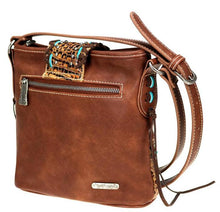 Load image into Gallery viewer, Trinity Ranch Tooled Partial Leather Crossbody - Brown