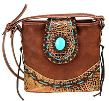 Load image into Gallery viewer, Trinity Ranch Tooled Partial Leather Crossbody - Brown