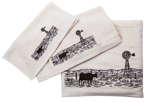 "Windmill Landscape" 3-Piece Bath Towel Set - Choose from 2 Colors!