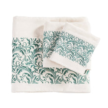 Load image into Gallery viewer, &quot;Wyatt&quot; Western 3-Piece Bath Towel Set with Turquoise Embroidered Scroll