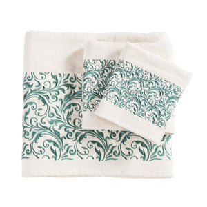 "Wyatt" Western 3-Piece Bath Towel Set with Turquoise Embroidered Scroll