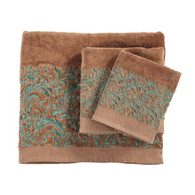 Load image into Gallery viewer, &quot;Wyatt&quot; Western 3-Piece Bath Towel Set with Turquoise Embroidered Scroll
