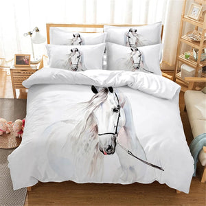 White Horse Duvet Cover & Pillowcase - Twin