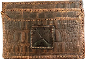 Twisted X Small Brown Gator Print Wallet