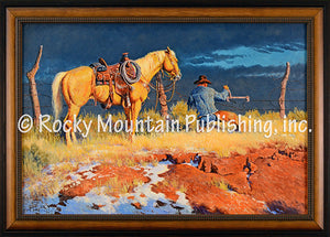 "That's Stretching It" Western Canvas Framed Print