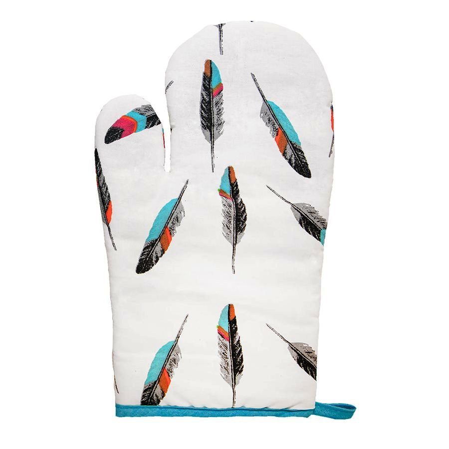 Tossed Feather Printed Oven Mitt