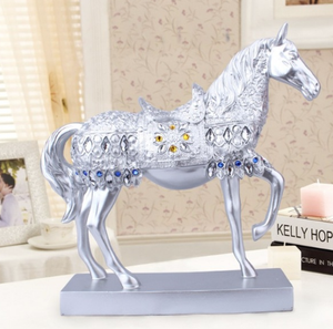 Silvery Trotting Horse Bling Sculpture