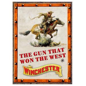 "The Gun That Won The West" Tin Sign