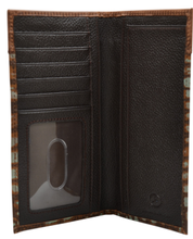 Load image into Gallery viewer, Brown &amp; Turquoise Gator Print Western Rodeo Wallet