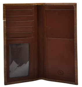 Western Distressed Brown Crackled Rodeo Wallet with Cross