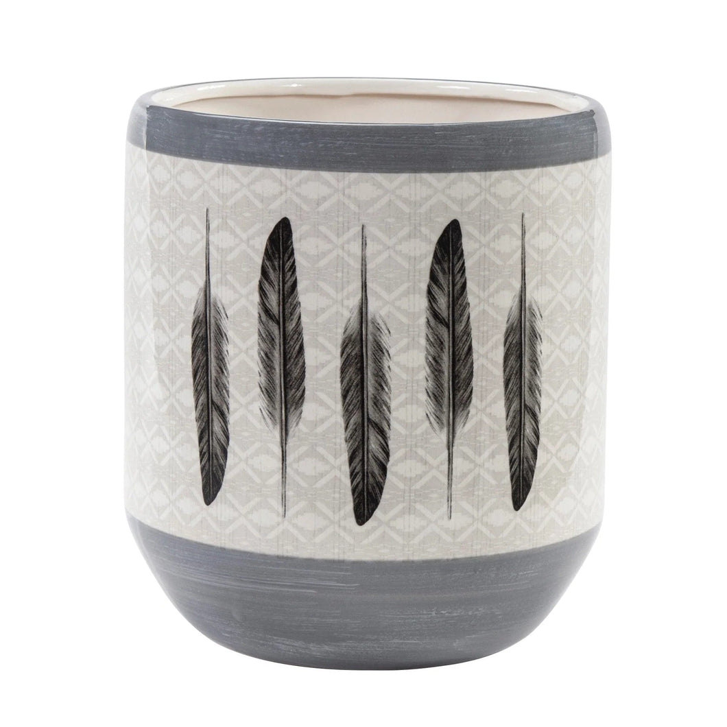 Feather Design Ceramic Waste Basket